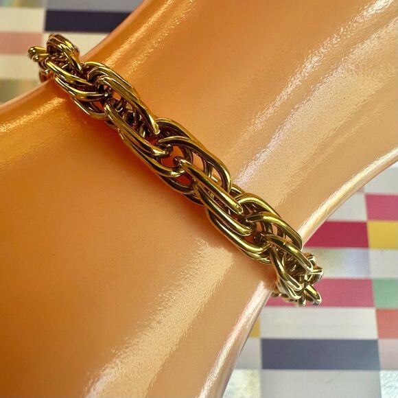 Gold-Tone Woven Link Chain Bracelet - Picture 3 of 6